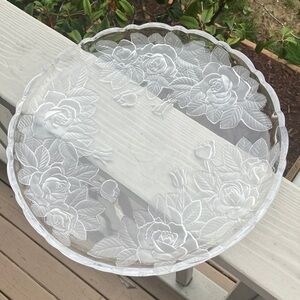 Studio Nova Winter Rose Crystal Round Pressed Glass Platter 14"